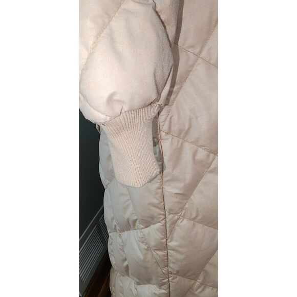 Vintage Eddie Bauer Beige Quilted Down Filled Duster Robe Size S - Picture 12 of 13